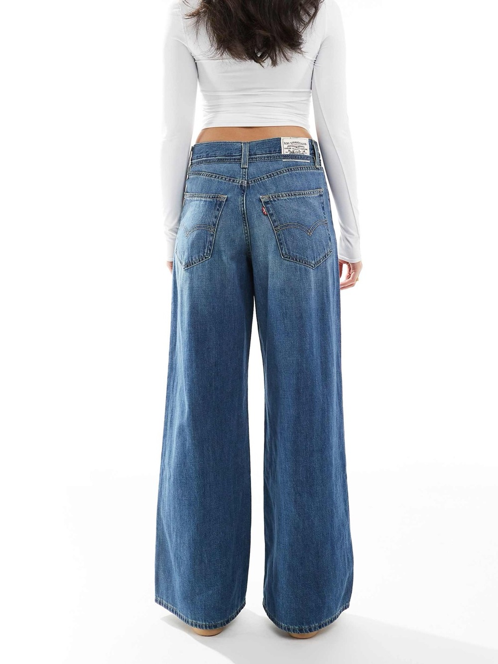 Levi's Premium Mid Blue Linen Blend XL Straight Loose Fit Jeans Sz 32 Indie Boho - Picture 3 of 9